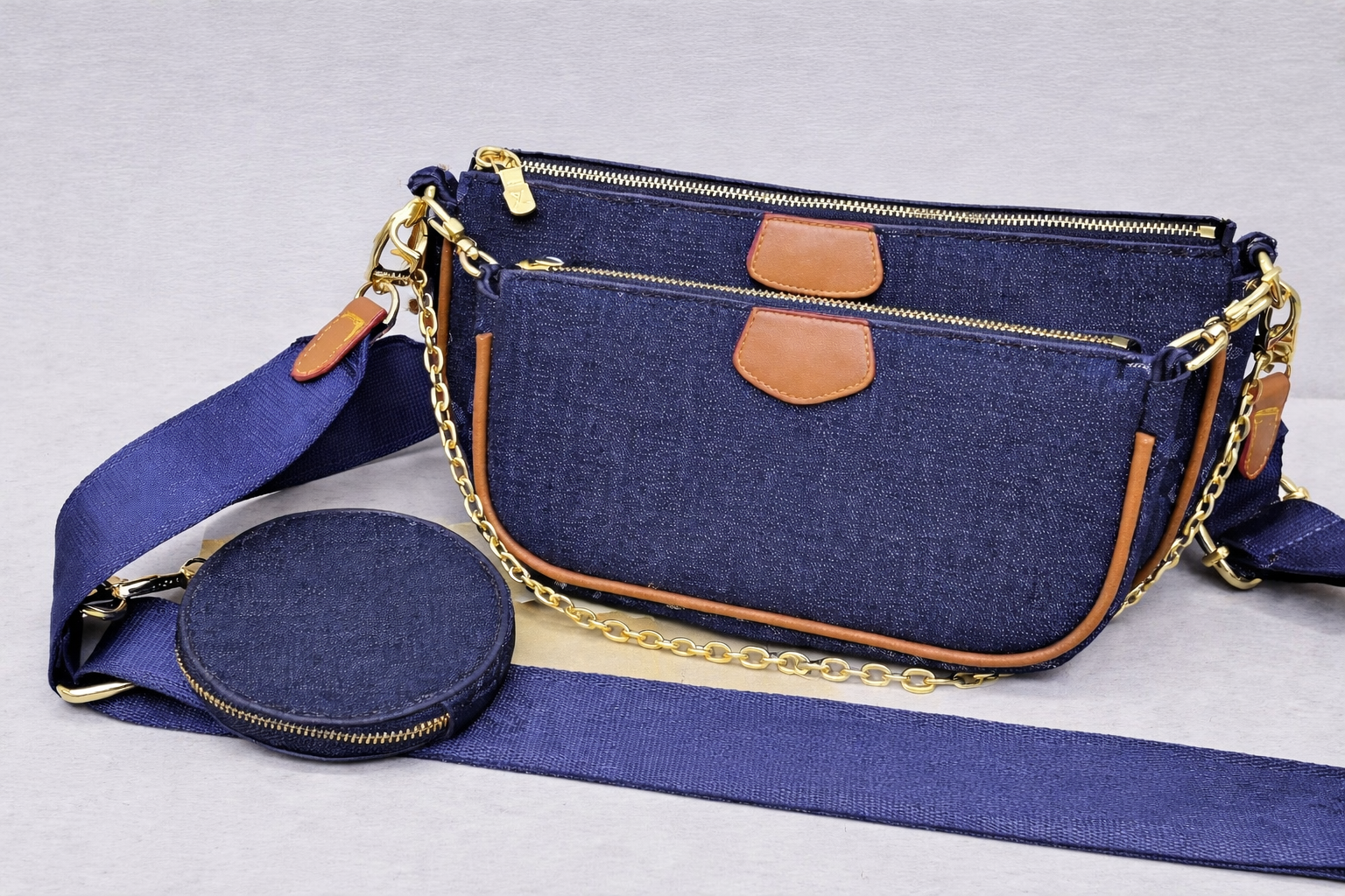 3 pc. Crossbody Denim Bag