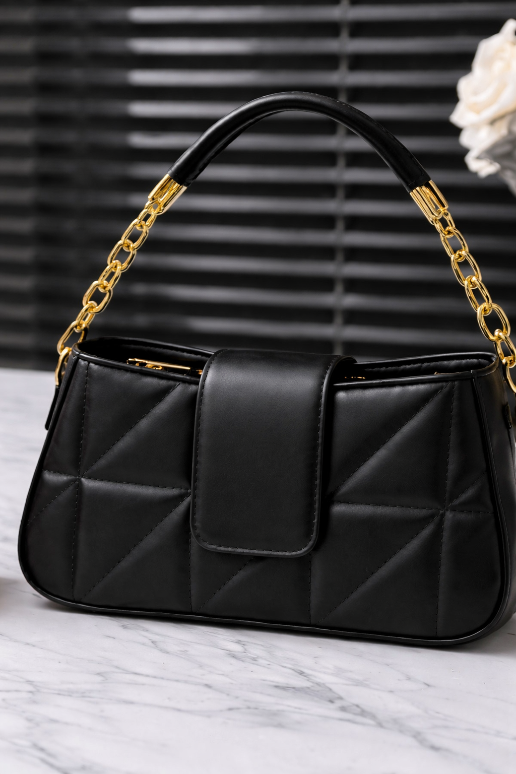 Black Handbag with Gold Hardware (#17)