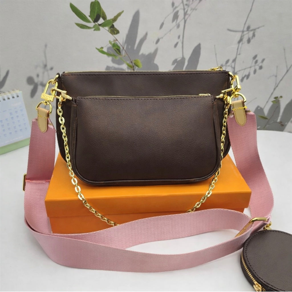 3 pc. Crossbody Bag with Pink Strap (#16)